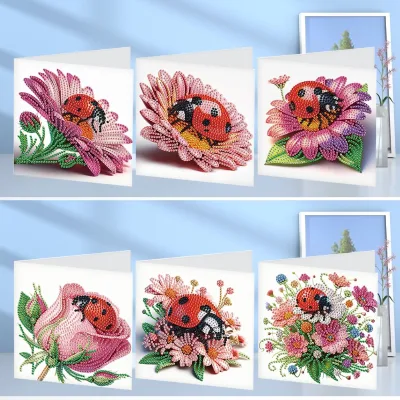 DIY 6 Pcs Card Diamond Painting Greeting Card Ladybug