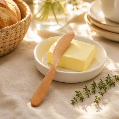 Handcrafted Natural Wood Butter Spreader Lotus Wood Spreading Butter Jam Honey Soft Cheese Elegant Kitchen Dining Table Utensil