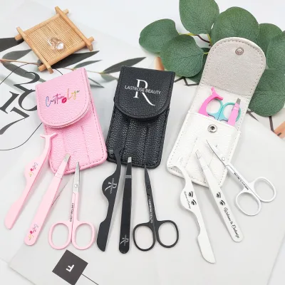 Own Brand Stainless Steel Eyelash Eyebrow Scissors and Private Label Eyelash Tweezers for False Eyelash