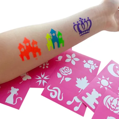 Wholesale Kids Face Painting Kits Temporary Body Art Tattoo Stickers Airbrush Stencils Drawing Mold PP Template for Festivals