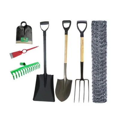 Factory Supply Shovel Fork Sapde Hoe Rake Wire Mesh Garden Farm Tools Set