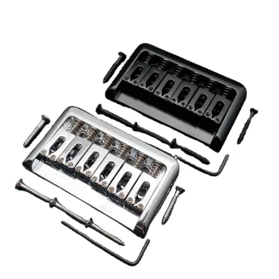 Electric Guitar String Through Body Bridge 6 String Fixed Bridge 76.5x44.5MM Hard Tail Parts Black