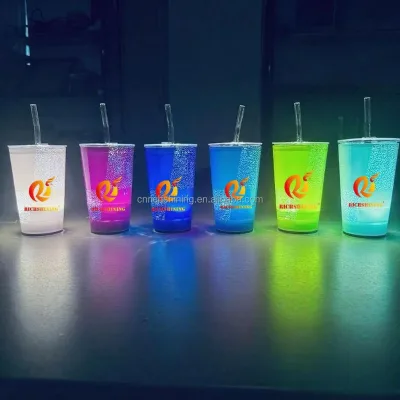 RICHSHINING Manufacturer Sells Cheap Led Light Cups with Custom Logos 12/14/16 Ounce Reusable Led Flashing Drinking Led Cups