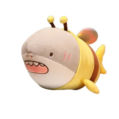 28cm 38cm 48cm 60cm Cute Stuffed Plush Bear Pillow New Creative Shark Bee Design Soft Valentine's Day Gift Shark Plush Doll