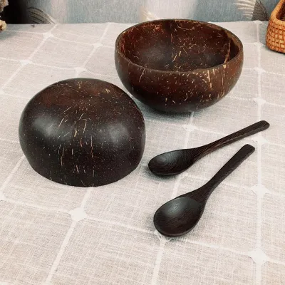 Hot Selling100% Natural Customized Logo Polished Coconut Shell Bowl and Coconut Spoon Coco Bowl