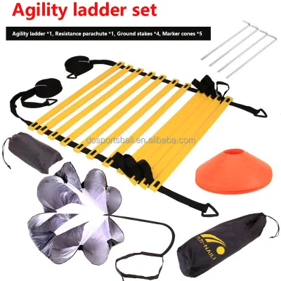 Portable PE Material Speed Training System-Lightweight Flexible Eco-Friendly Resistance Parachute Adjustable Agility Ladder Set