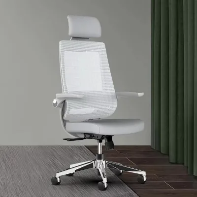 Modern Comfortable Stainless Steel Mesh Seat Fixed Armrest Swivel Office Chair