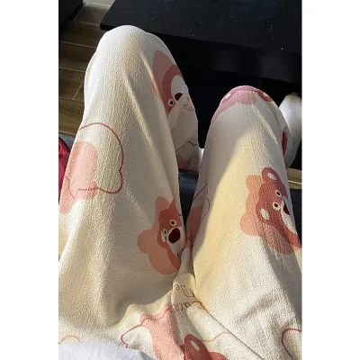 Women's Lovely Autumn Long Pajama Pants Comfortable Thin Loose Casual Wide Leg Design for Spring and Summer Affordable