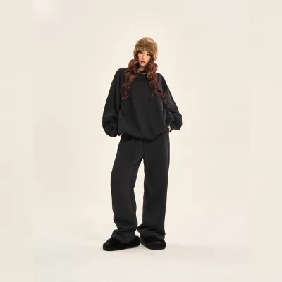2023 Spring Clothing Sets for Women Wholesale Outfit 2 Piece Baggy Sweatpants and Hoodie Set Cotton Women Jogging Suits