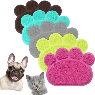 Waterproof Cat Litter Catcher Mat Pet Dog Cat Puppy Kitten Dish Bowl Food Water Placemat Mat Paw Shape
