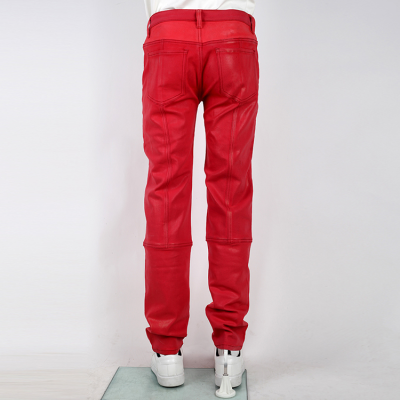 EDGE DENIM Waxed Jeans Custom Red Waxxed Straight Leg Men Fashion Jeans