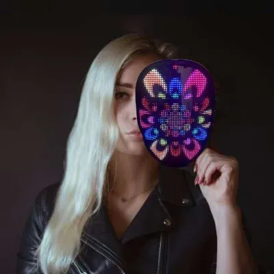 Hot Newest Led Mask for Adults for EDM Costume Cosplay Party, Led Full Face Masks for Kids with App Blue Tooth Programmable