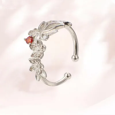 Fashion Silver Plated Micro Paved Cubic Zircon Flower Shape Open Rings Girls Jewelry Full Diamond Star Band Rings for Women