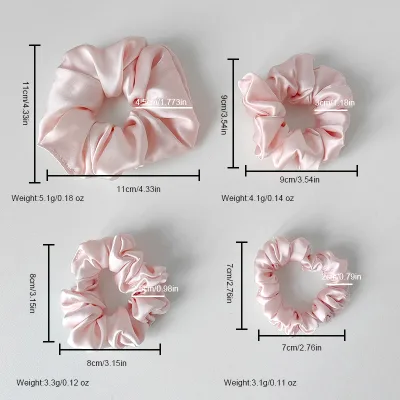 PT40172 Custom Printed Embroidery logo Label Silk Hair Scrunchie Solid Color 100% Pure Mulberry Silk Scrunchie Hair Ties