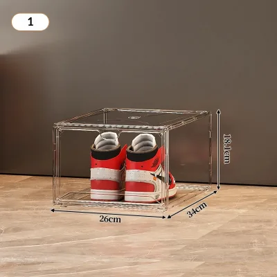 Injection Molded PVC Opening Door Thickened Transparent Folding Shoe Storage Box Cabinet No Logo