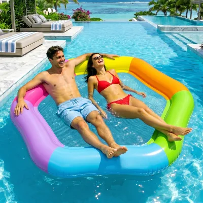 New Product Hexagonal Colorful PVC Inflatable Raft Thickened Large-Size Double-Person Water Bed Pool Fun Recreation