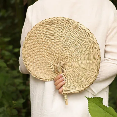 Raffia Hand Fans Hand Made Fan Rattan Decoration for Wedding Natural Palm Leaf Woven Fans Wall Art Decor for Farmhouse Ornaments