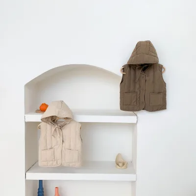 Korean Version Autumn and Winter Baby Outer Vest, Solid Color Cotton Jacket, Thick and Warm Baby Vest, Children's Cotton Jacket