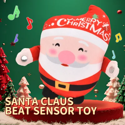 Christmas Gift Toy Santa Sensing Beat Piano Music Parent-Child Interactive Doll Plush PP Cotton Toys Plush Doll Plush Toy