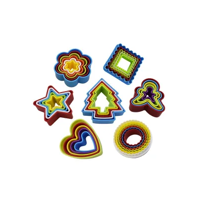6 Pc Wedding Heart love Christmas Tree Flower Star Round Rectangle square Periodic Plastic Cookie Cutter Set of 6