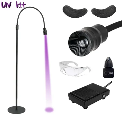 Low Price Wholesale UV Eyelash Lash Extensions Glasses Patch UV Glue Set Sensitive Led Uv Lash Extension Light