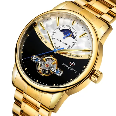 Forsining 8179 Steampunk Luxury Black Dial Mens Automatic Mechanical Wrist Watch Top Brand Luxury Male Clock Relogio Steel Band