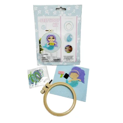Felt Hoop Kit Cross Stitch Kit for Kids Needle Point Starter Sewing Set with Instructions and Patterns for Young Stitchers