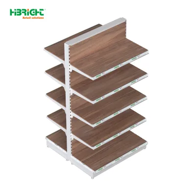Wood Grain Transfer Double Sided Single-Sided Metal Powder Coated Heavy Duty Solid Gondola Shelf