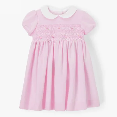 Wholesale Sleeveless Cotton Smocked Dresses Girls Casual Party O-Neck Floral Prints Summer Birthday Celebrations Short Sleeves