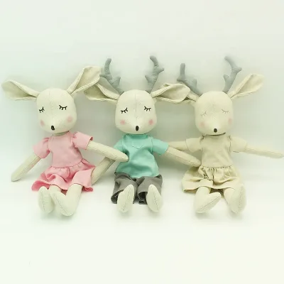 Deeblue factory price wholesale 100% cotton linen Fabric stuffed Fox,Deer soft toys