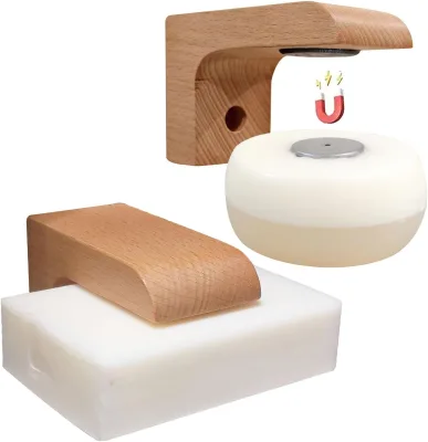 Eco-Friendly Wooden air Dry Magnetic Soap Holder,magnet Soap Saver Self Draining,Wooden Soap Dish Dispenser Shower