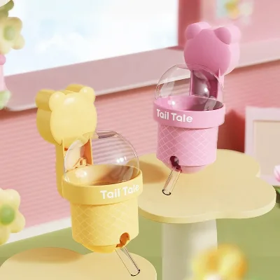 Ice Cream Cone Magnetic Hamster Water Bottle Vacuum Leak-Proof Wall Mounted Drinking Fountain with Ball Design for Small Pets