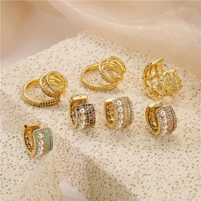 Fashion Free Drilling Trend Cute Jewelry Zircon Inlaid 18K Gold Plating Zircon Ear Cuff