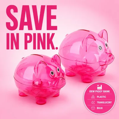 New Arrival Cute Funny Plastic Different Color Piggy Bank Money Saving Box for Kid