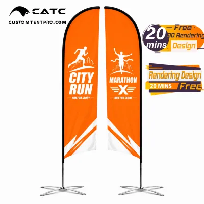 CATC Custom Feather Flag for Sports Event | Marathon Advertising Banner | Free 3D Design in 20 Mins | High-Visibility Beach Flag