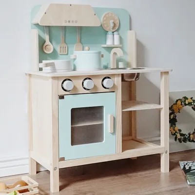 New Design Modern Nature Real Wooden Cooking Toy Luxury Kitchen Toy Set for Kids Play