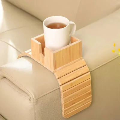 Wood Sofa Armrest Tray Foldable Coffee Cup Holder Multifunction 20-35L Capacity Desk Use Customization