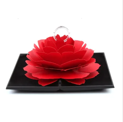 2024 Luxury Plastic Special Jewellery Jewelry Ring Flower Rotating Jewelry Ring Box