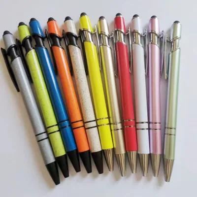 Manufacturer in China Blue Metallic Ball Custom logo Multifunction Stylus Ballpoint Personnalisable New 2 in 1 Metal Touch Pen