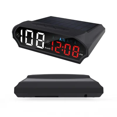 Simplified Solar-powered Head-up Display with Speed Display, Head-up Display with Clock, and Bluetooth Connectivity.