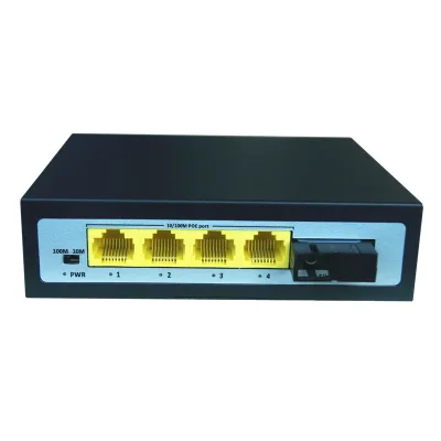 Easy Smart OEM Unmanaged 4-Port 10/100M POE Switch with 1-Port 100M 48V Fiber Optic for Enterprise Use