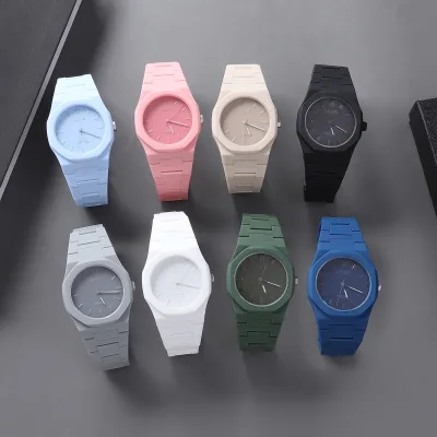 SCMI 921 Rubber Coated ABS Octagonal Quartz Watch Macaron Color Plastic Band Minimalist Analog Wrist Watch Wholesale