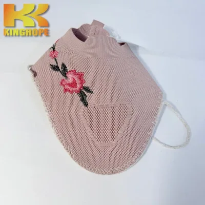 Kinghope PBRD Embroidered Fly Knit Shoe Upper Floral Pattern Textile for Women's Shoes