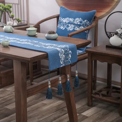 Factory Bulk Custom logo Embroidered Heat Transfer Digital Printing Design Sublimation Long Table Runner for Home Dining