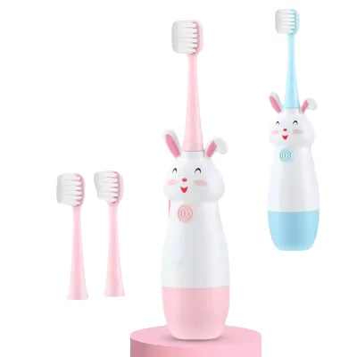 Waterproof Children's Battery Electric Toothbrush Home Cute Rabbit Cartoon Soft Hair PP Material
