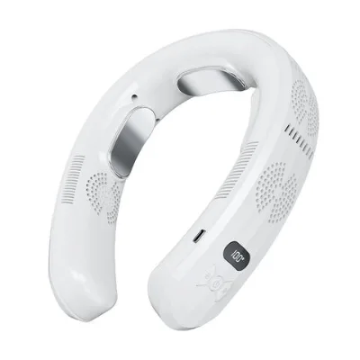 Factory custom logo color charger neck fan mini fan portable mini cooling wearable fan