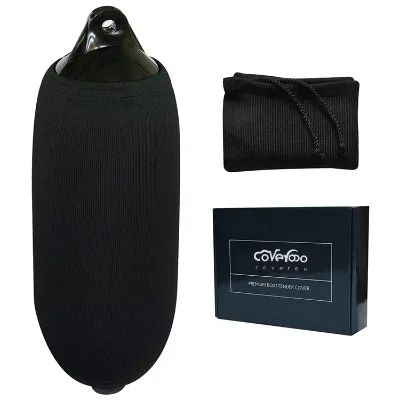 Black Premium Protective Inflatable Polyester Neoprene Boat Marine Fender Cover for Boat