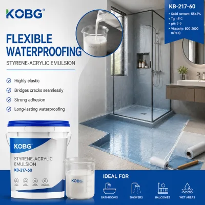 KOBG Acrylic Resin Emulsion with 55% Purity for Waterproof Flexible Coating High Elongation and Crack Bridging Performance