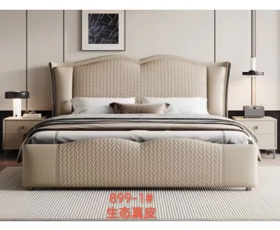 2025 Newly Design High Quality Leather Bed for Bedroom Furniture Elegant Design Upholstered Leather Storage Bed
