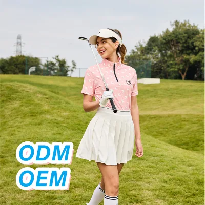 ODM OEM Lightweight Anti-uv Recycled Womens Performance Quarter Zip Poloshirts and Golf Tennis Skorts